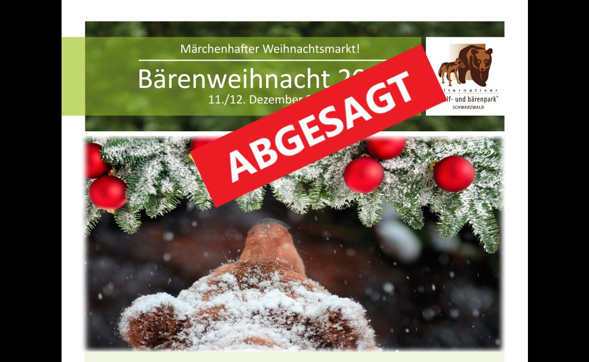 Leider fällt unsere traditionelle Bärenweihnacht 2021 aus