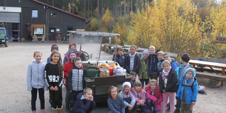 Schulkinder bei der Futterspende